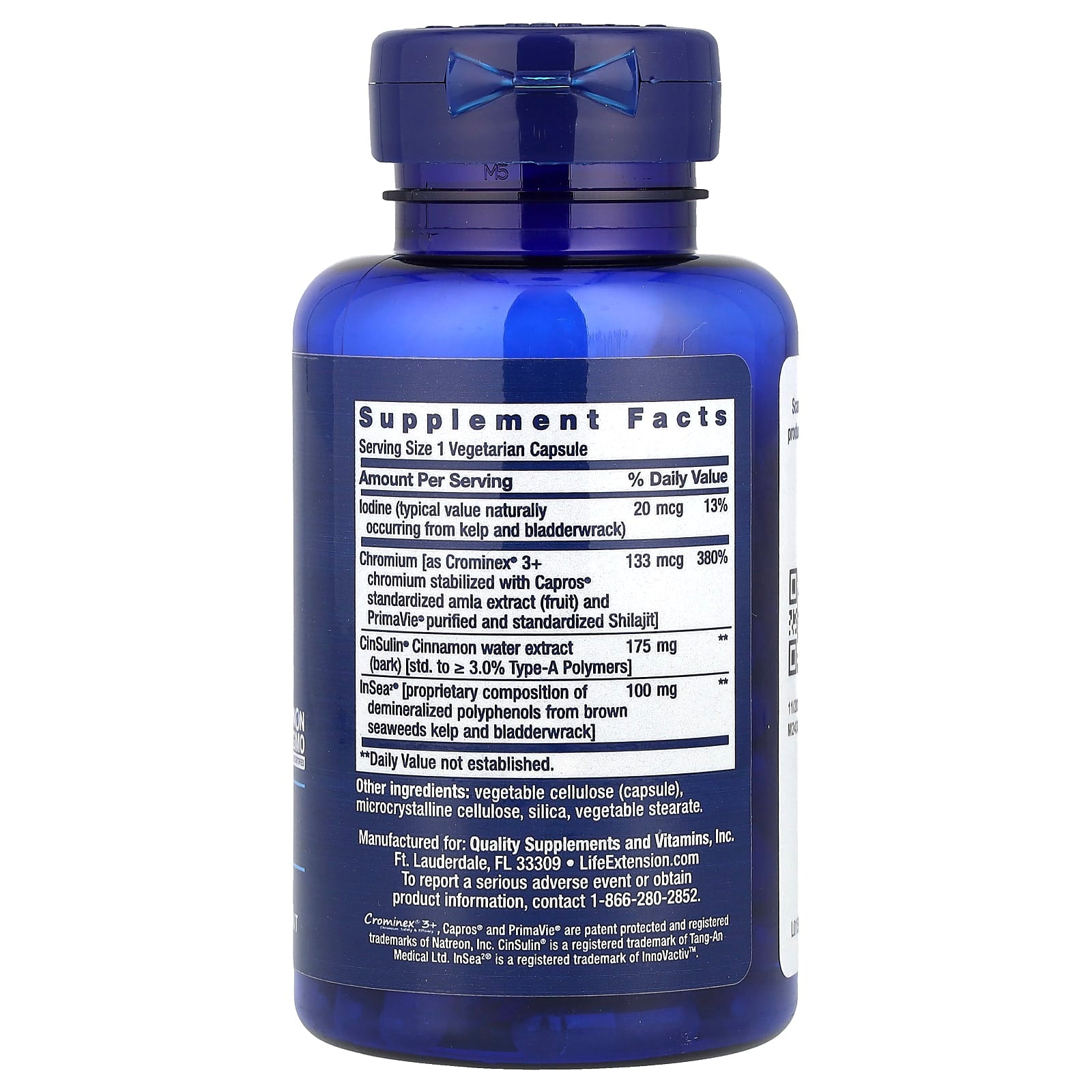 Life Extension, CinSulin® with InSea®2 and Crominex® 3+, 90 Vegetarian Capsules - Image 2
