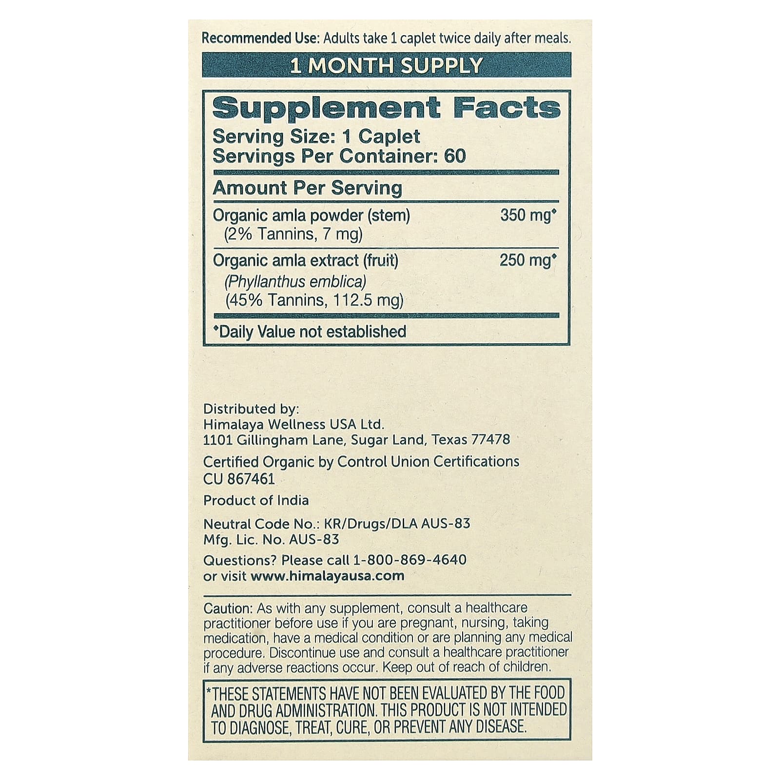 Organic Amla 60 Caplets - Boost Immune System & Wellness - Image 2