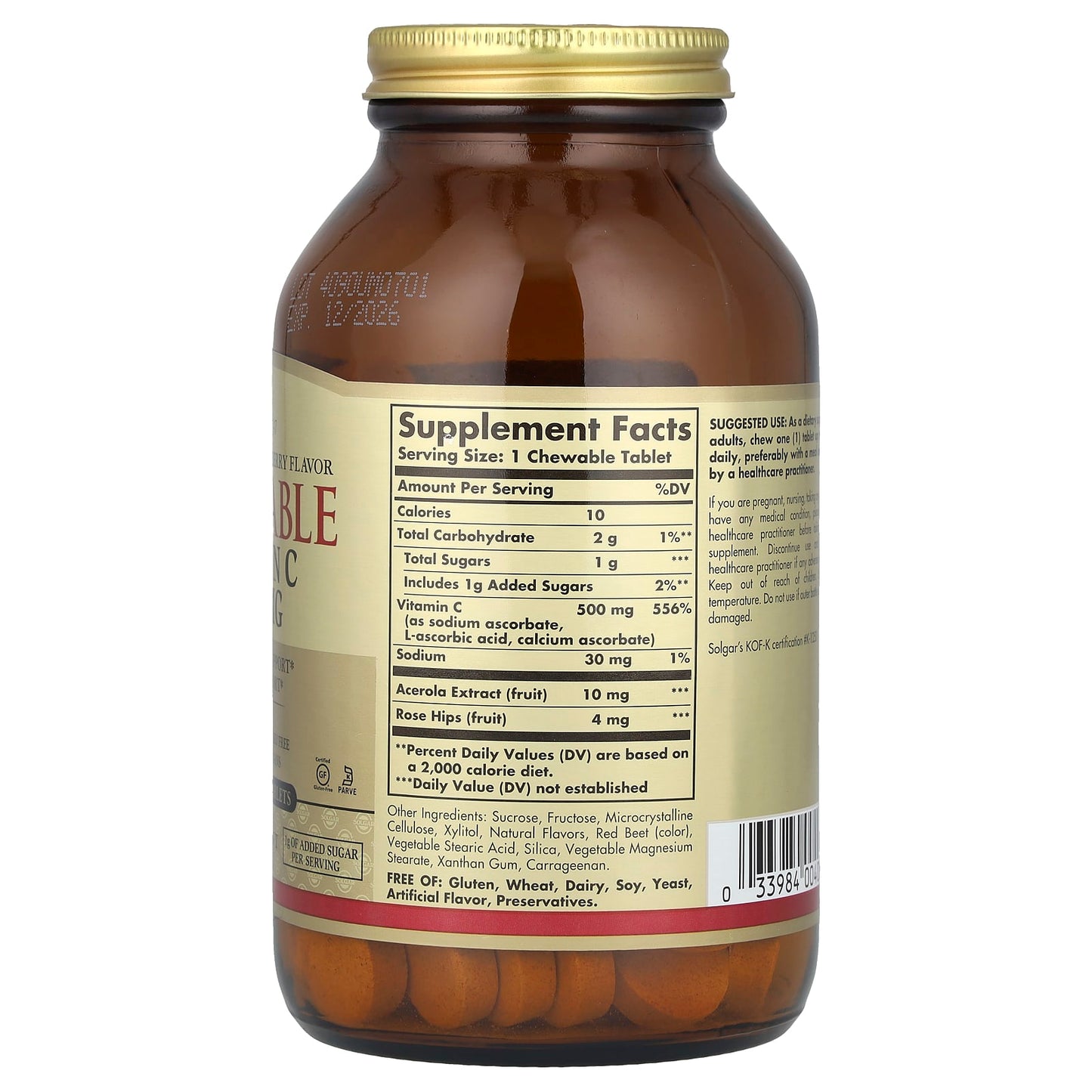 Solgar, Chewable Vitamin C, Natural Cran-Raspberry, 500 mg, 90 Chewable Tablets - Image 2