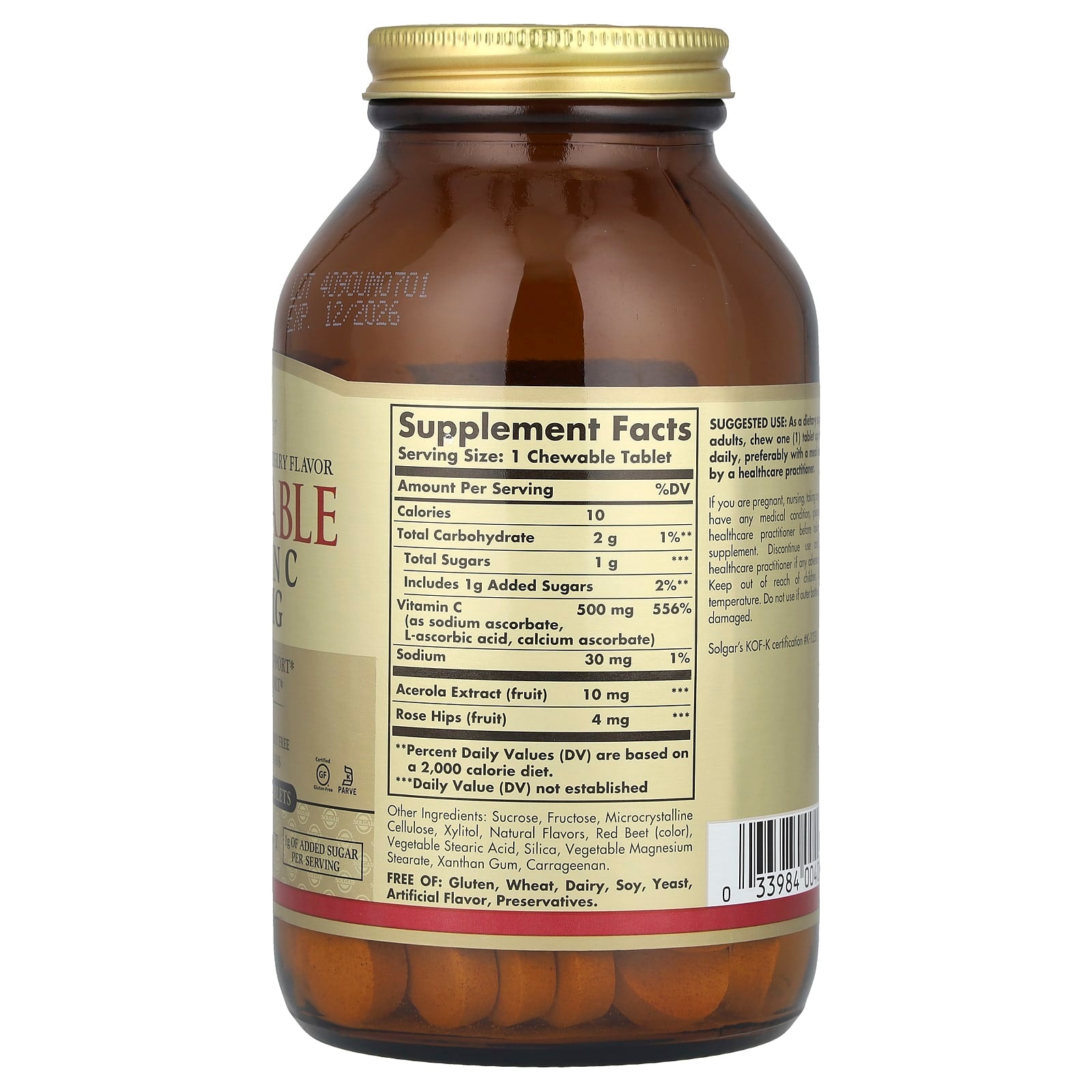 Solgar, Chewable Vitamin C, Natural Cran-Raspberry, 500 mg, 90 Chewable Tablets - Image 2