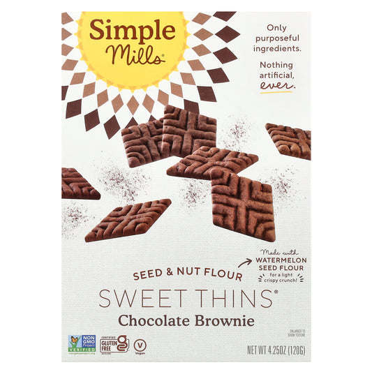 Simple Mills, Seed & Nut Flour, Sweet Thins®, Chocolate Brownie, 4.25 oz (120 g) - Image 1