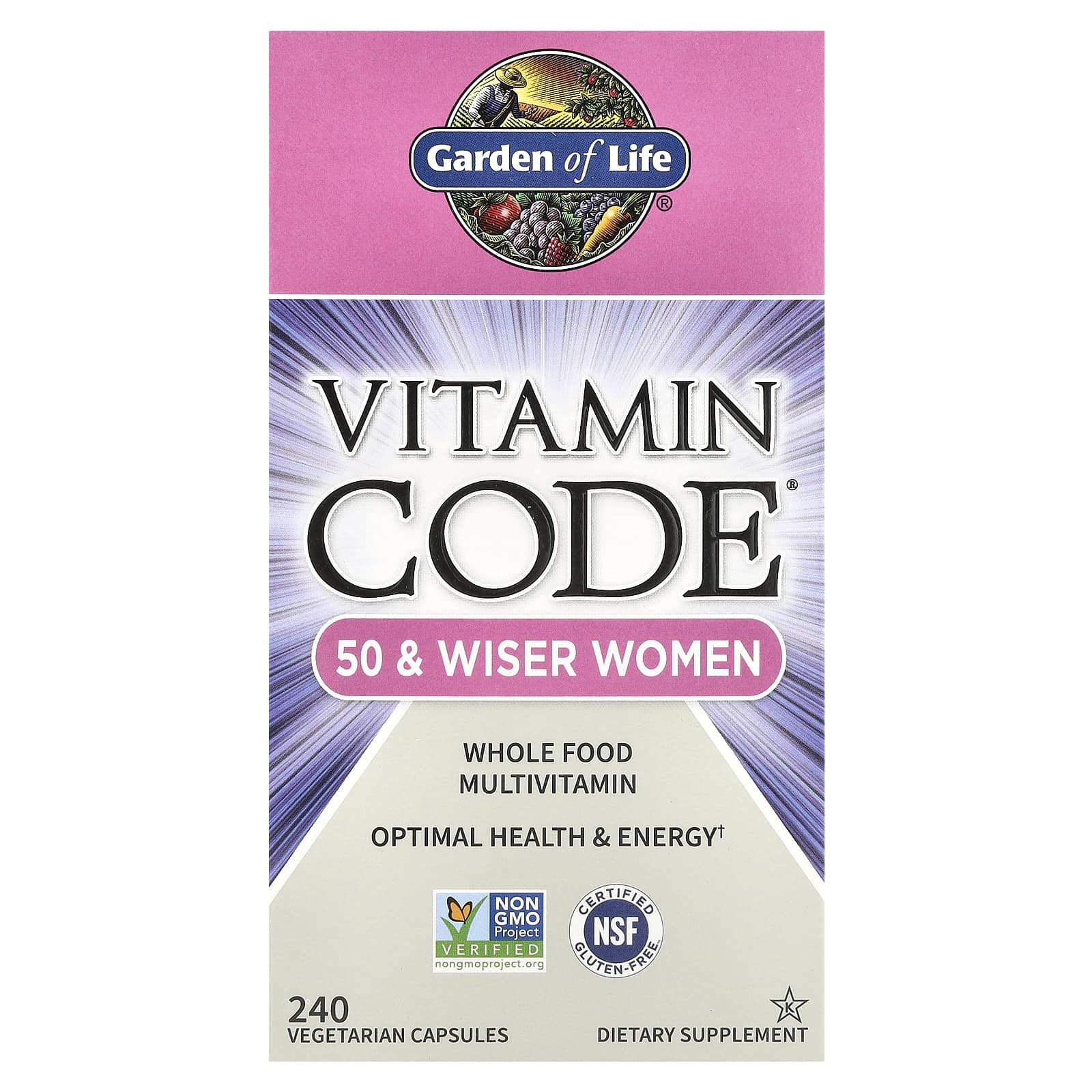 Garden of Life Vitamin Code for Women Over 50, 240 Capsules - Image 1