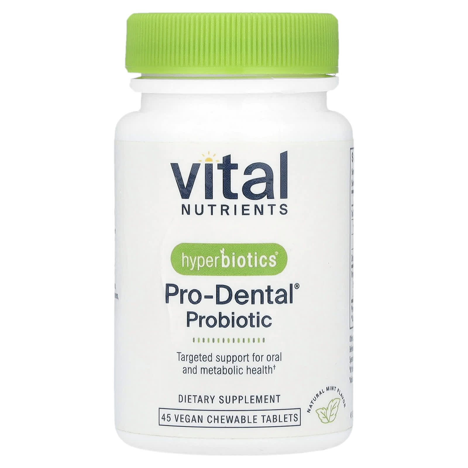 Vital Nutrients, Hyperbiotics®, Pro-Dental® Probiotic, Natural Mint, 45 Vegan Chewable Tablets - Image 1