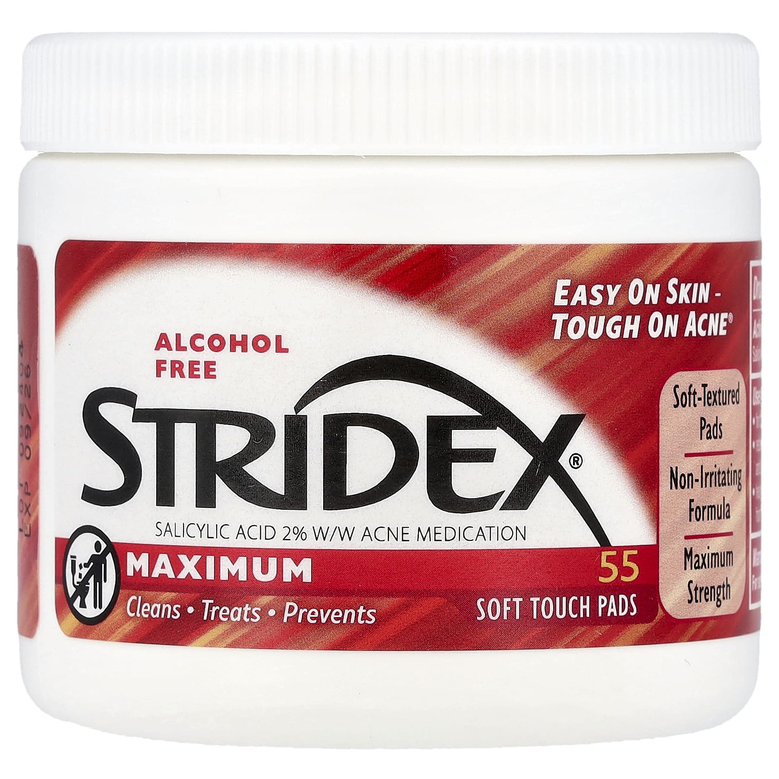 Stridex, Maximum, Alcohol Free, 55 Soft Touch Pads - Image 1