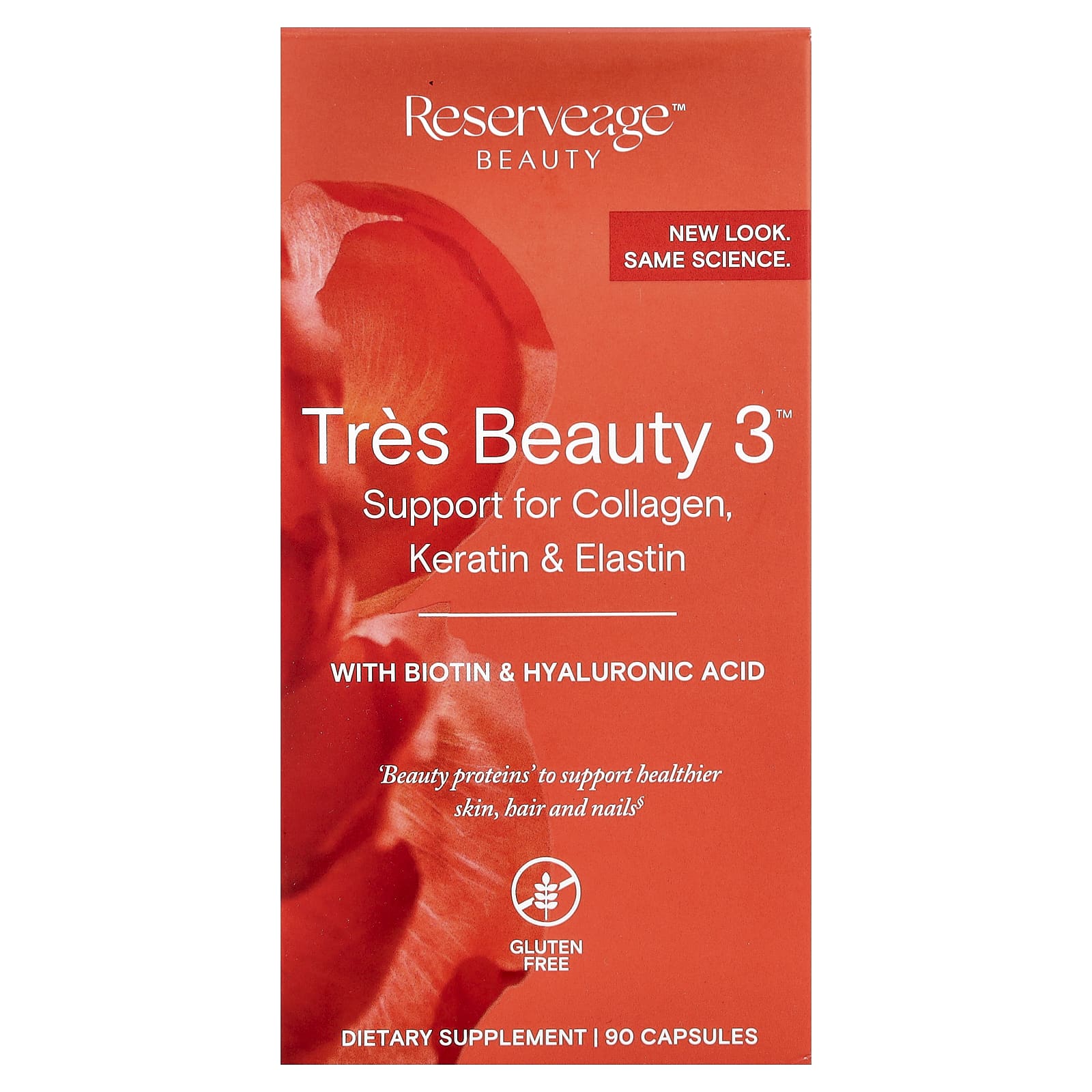 Reserveage Beauty, Tres Beauty 3™ with Biotin & Hyaluronic Acid, 90 Capsules - Image 1