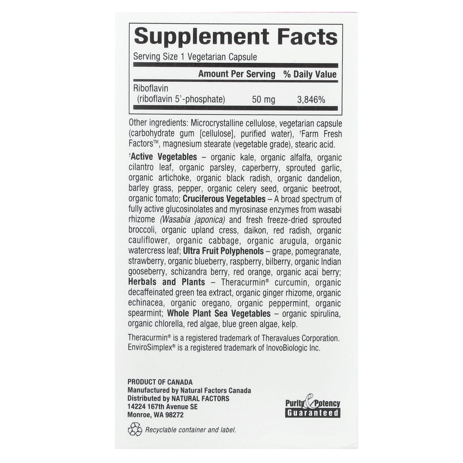 Natural Factors, BioCoenzymated™, B2, Riboflavin 5'-Phosphate, 50 mg, 30 Vegetarian Capsules - Image 2