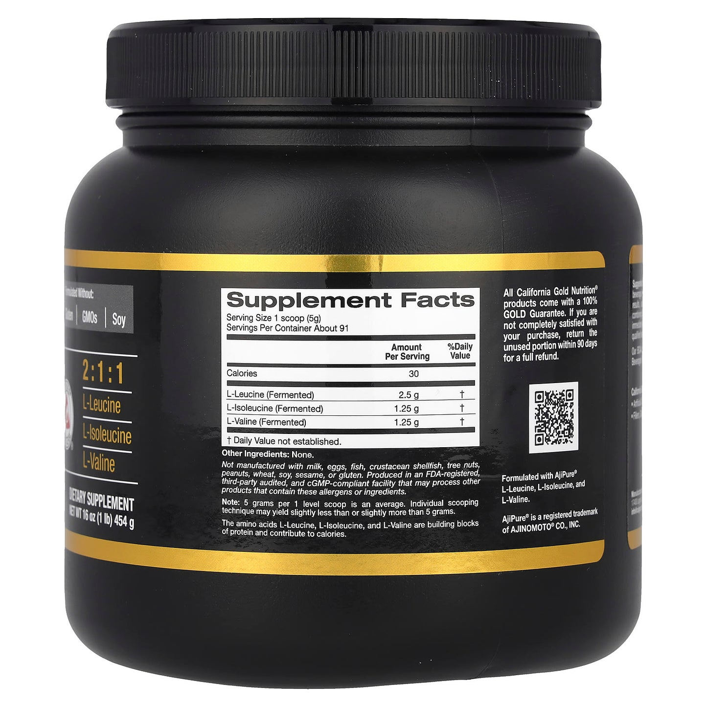 California Gold Nutrition BCAA Powder - 1 lb (454g) - Image 2