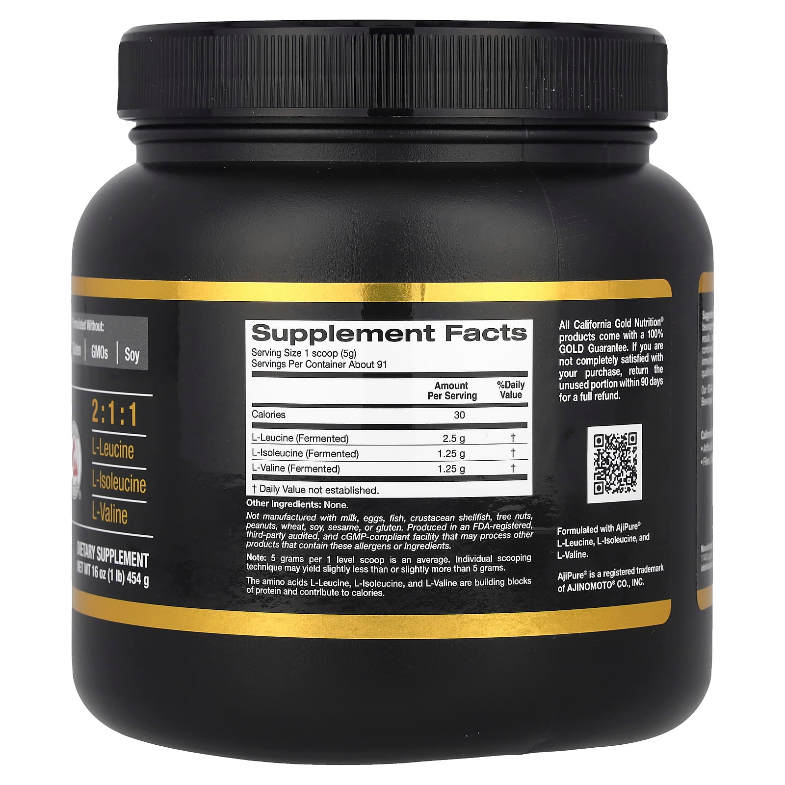 California Gold Nutrition BCAA Powder - 1 lb (454g) - Image 2