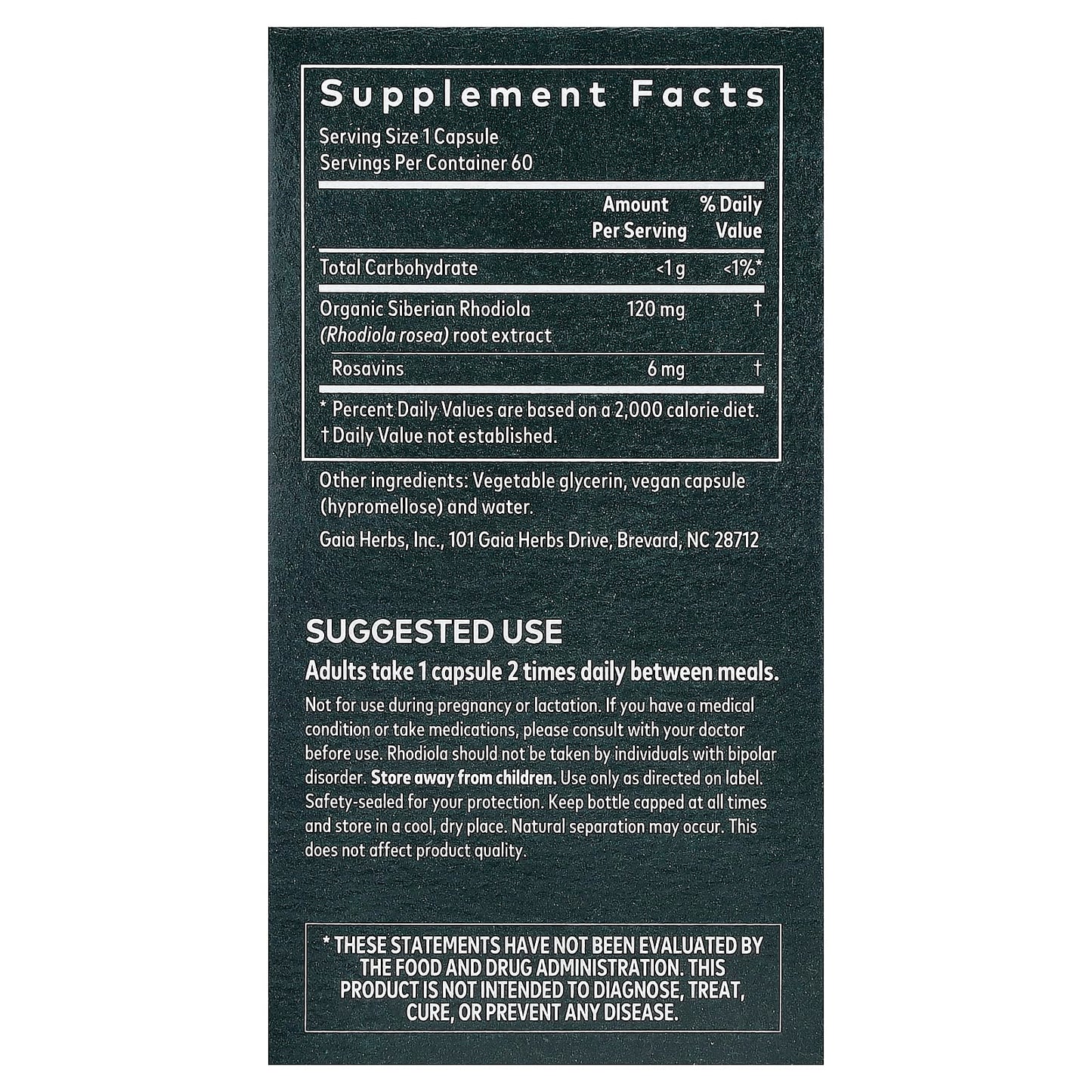 Gaia Herbs Rhodiola Rosea for Stress Relief & Mental Clarity - 60 Capsules - Image 2