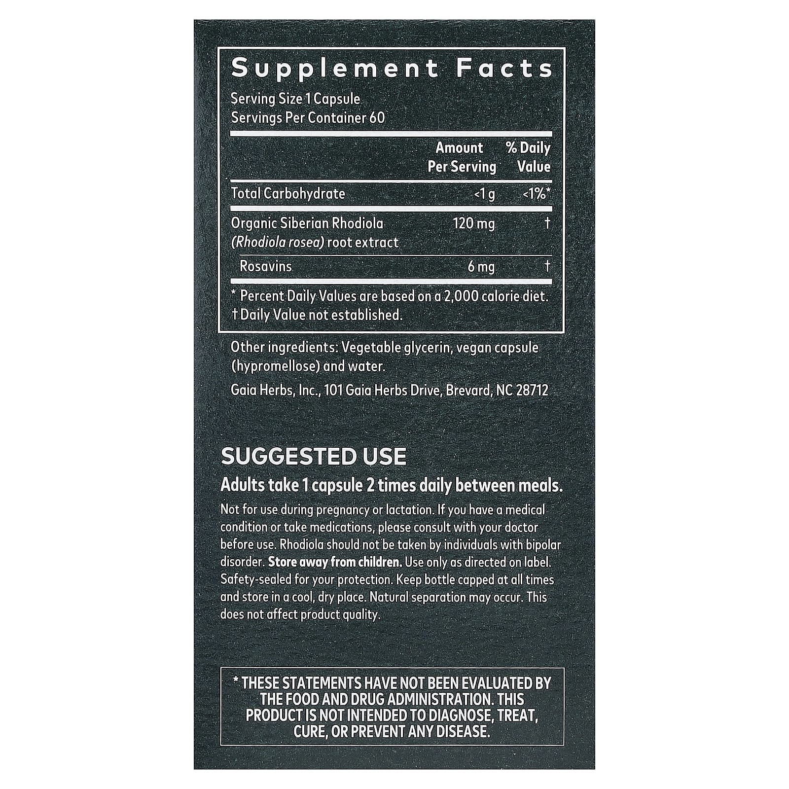 Gaia Herbs Rhodiola Rosea for Stress Relief & Mental Clarity - 60 Capsules - Image 2