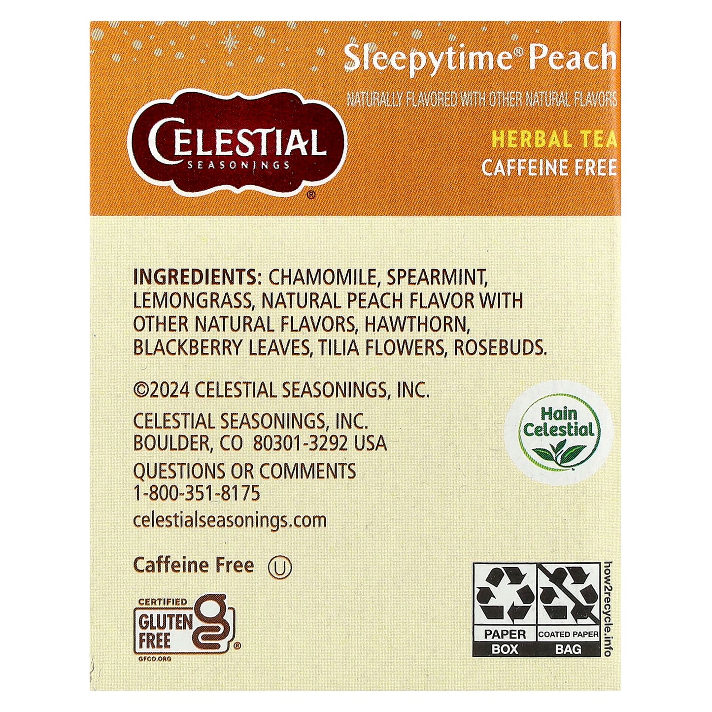 Celestial Seasonings Sleepytime Peach Caffeine Free Herbal Tea - Image 2