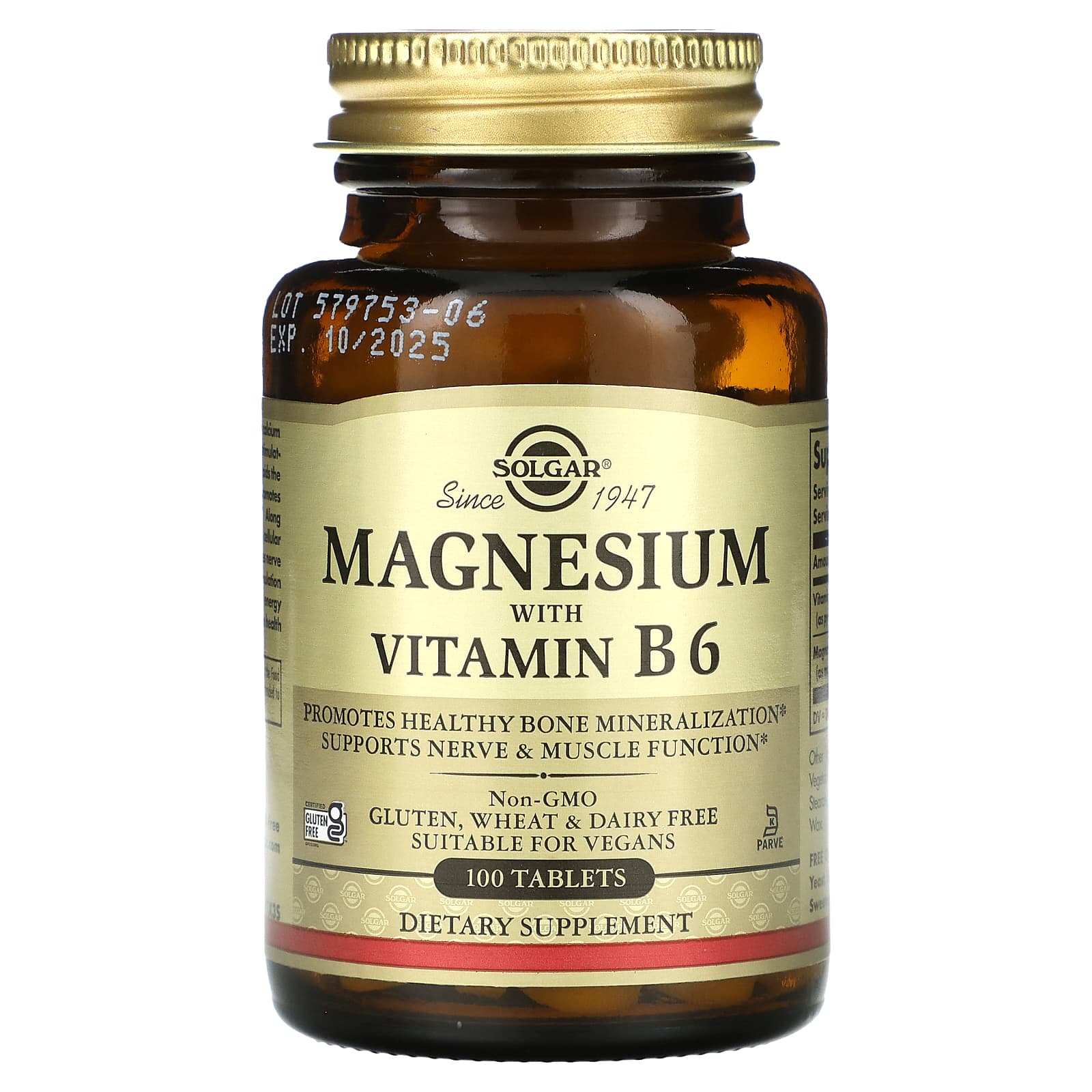 Solgar, Magnesium With B6, 100 Tablets - Image 1