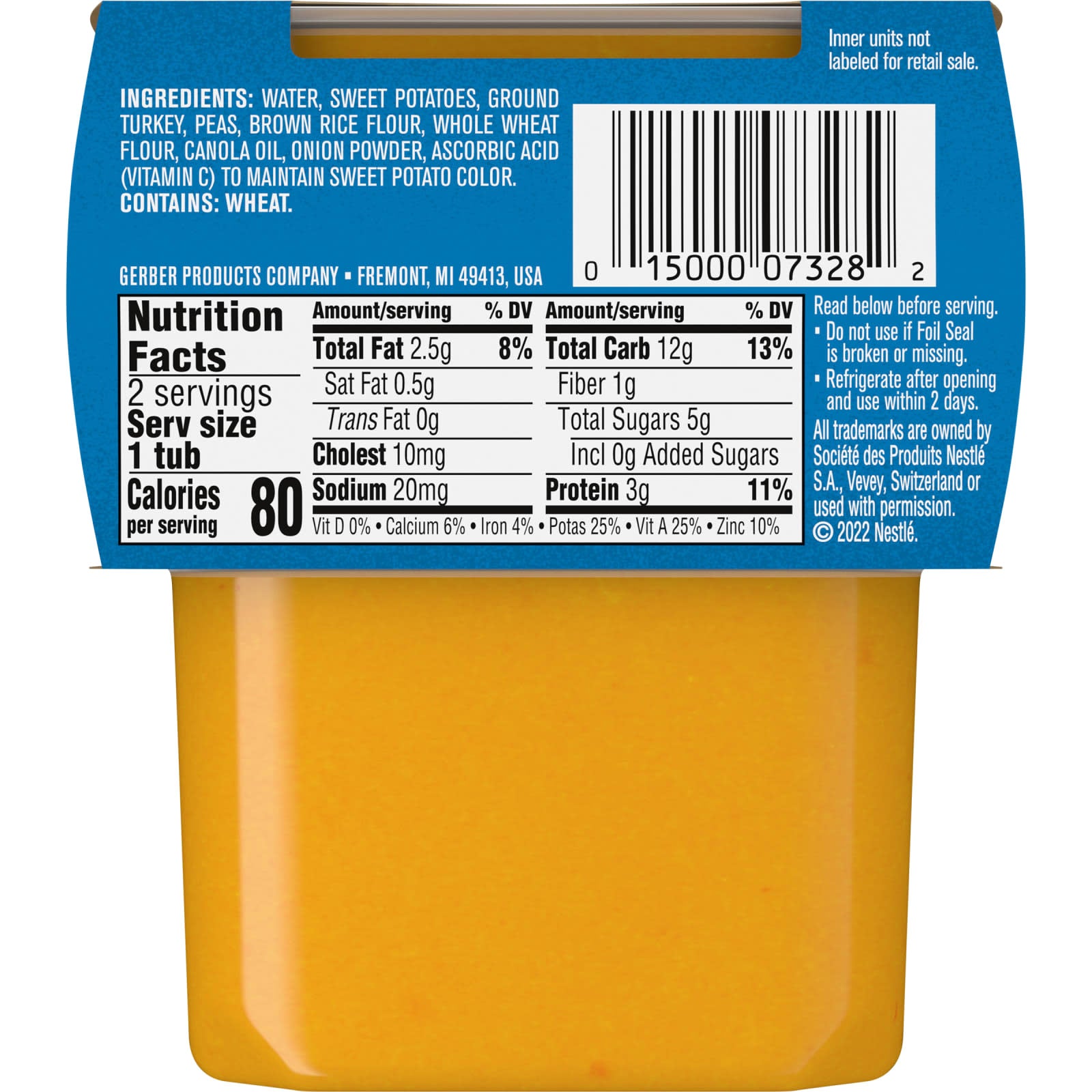 Gerber 2nd Foods Power Blend Turkey Rice Baby Food, 2 Pack, 4 oz each - Image 2