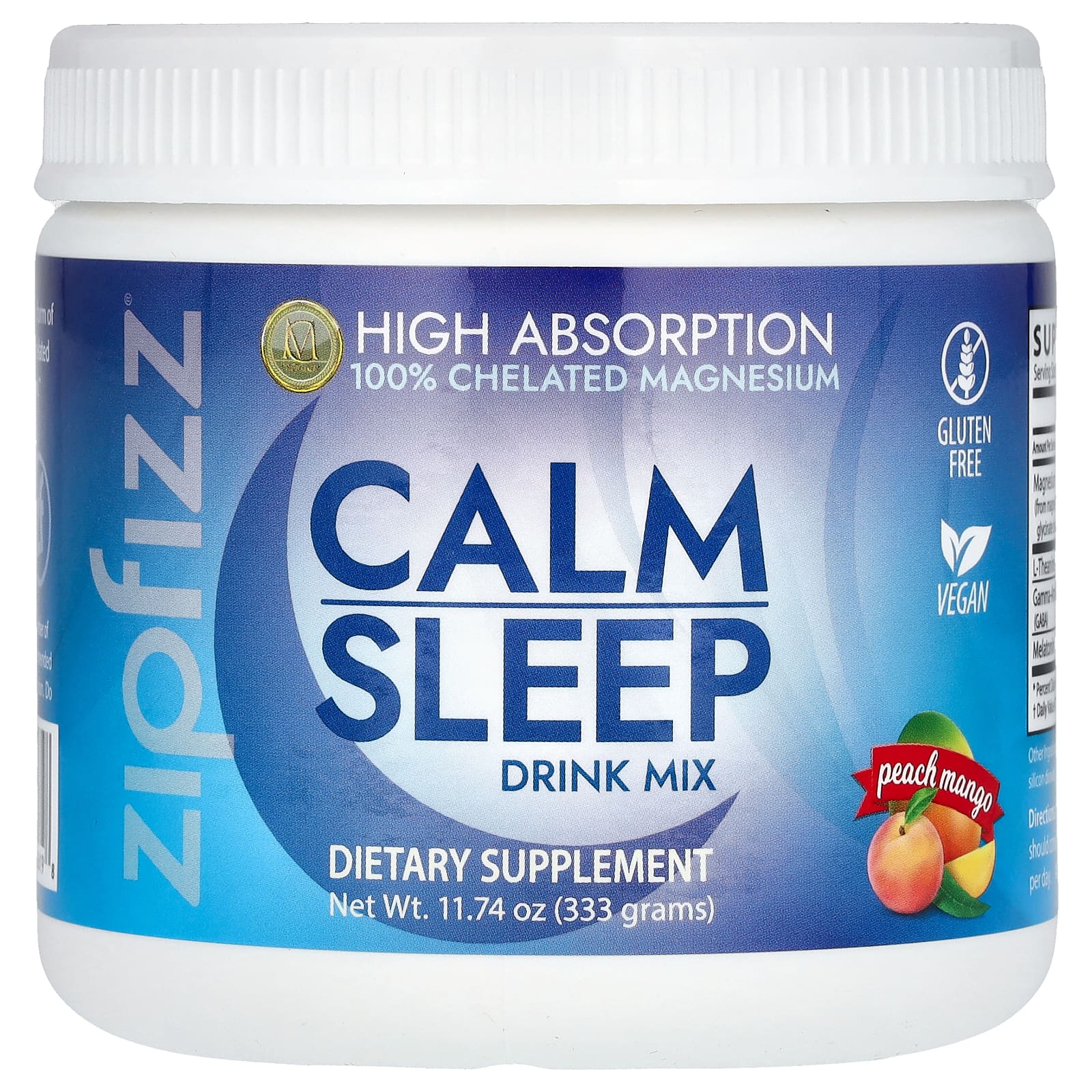 Zipfizz, Calm Sleep Drink Mix, Peach Mango, 11.74 oz (333 g) - Image 1
