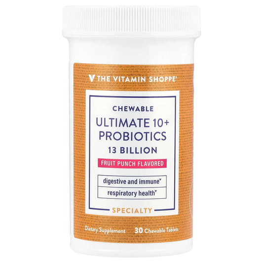 The Vitamin Shoppe, Chewable Ultimate 10+ Probiotics, Fruit Punch , 13 Billion , 30 Chewable Tablets - Image 1