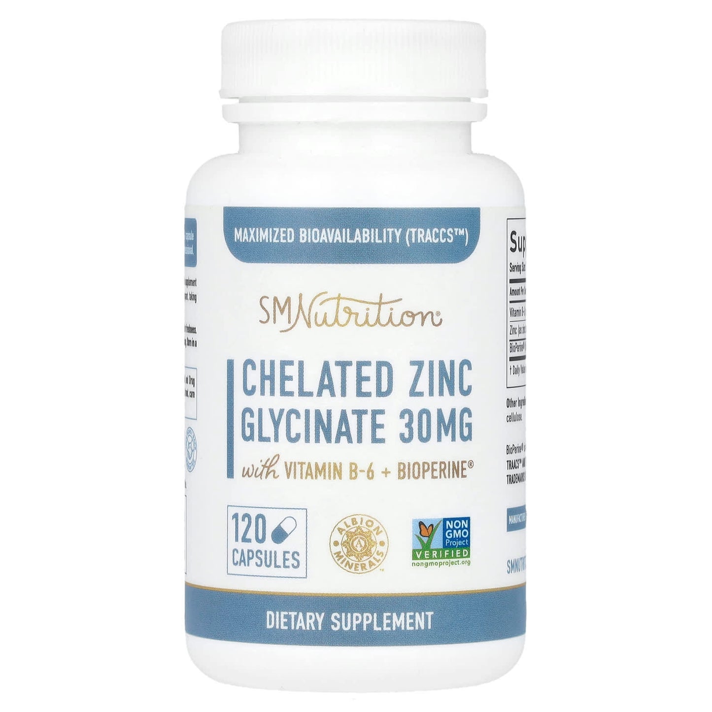 SMNutrition, Chelated Zinc Glycinate, 120 Capsules - Image 1