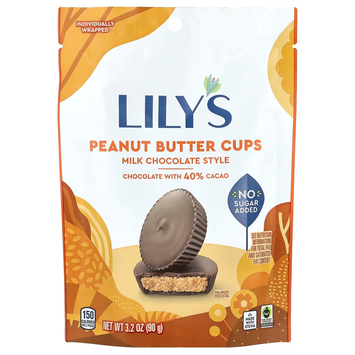 Lily's Sweets, Milk Chocolate Style, Peanut Butter Cups, 3.2 oz (90 g) - Image 1