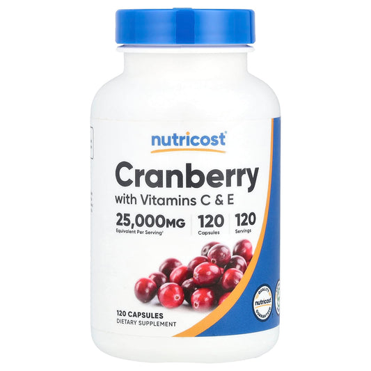 Nutricost, Cranberry with Vitamins C & E, 120 Capsules - Image 1