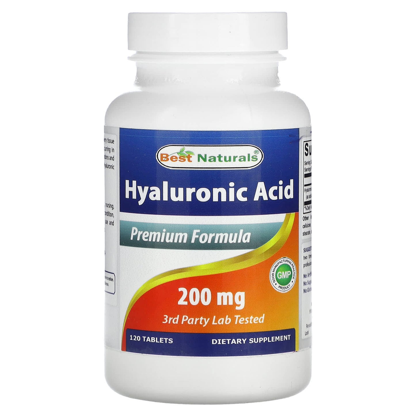 Best Naturals Hyaluronic Acid Supplement, 200 mg, 120 Tablets - Image 1