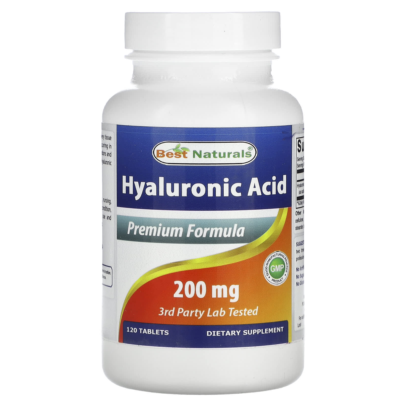 Best Naturals Hyaluronic Acid Supplement, 200 mg, 120 Tablets - Image 1