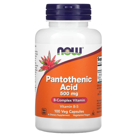 NOW Foods, Pantothenic Acid, 500 mg, 100 Veg Capsules - Image 1