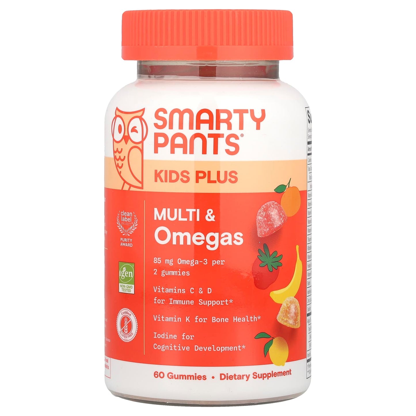 SmartyPants, Kids Plus, Multi & Omegas Gummies, Lemon, Orange, and Strawberry Banana, 60 Gummies - Image 1