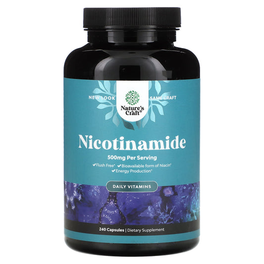Nature's Craft, Nicotinamide, Daily Vitamins, 500 mg, 240 Capsules - Image 1