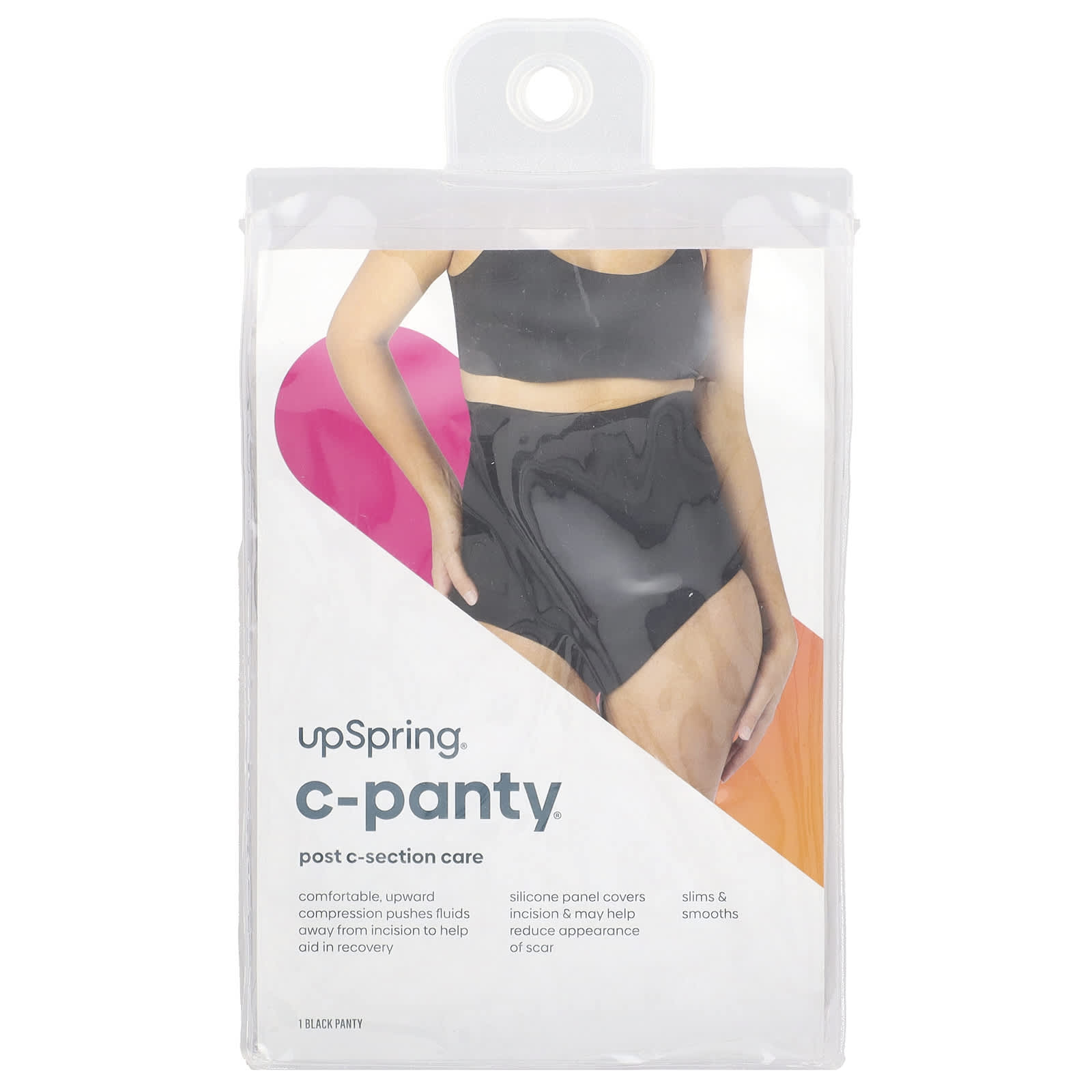 UpSpring, C-Panty®, Post C-Section Care, With Silicon Panel, High Waist, 1X/2X, Black, 1 Count - Image 1