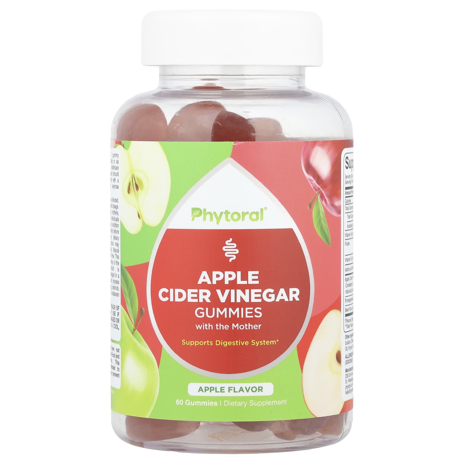 Phytoral, Apple Cider Vinegar Gummies With The Mother, Apple, 60 Gummies - Image 1