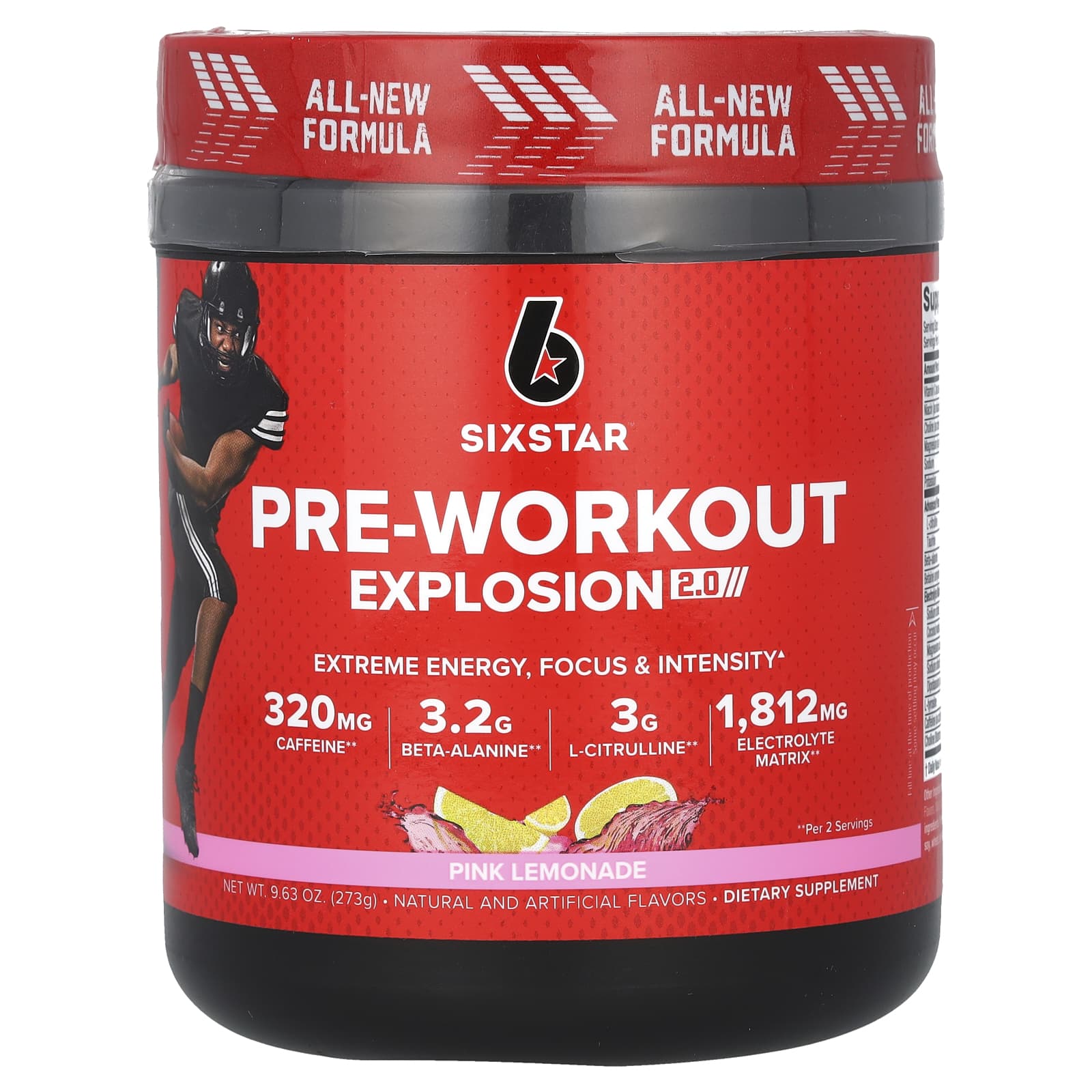 SIXSTAR, Pre-Workout Explosion 2.0, Pink Lemonade , 9.63 oz (273 g) - Image 1