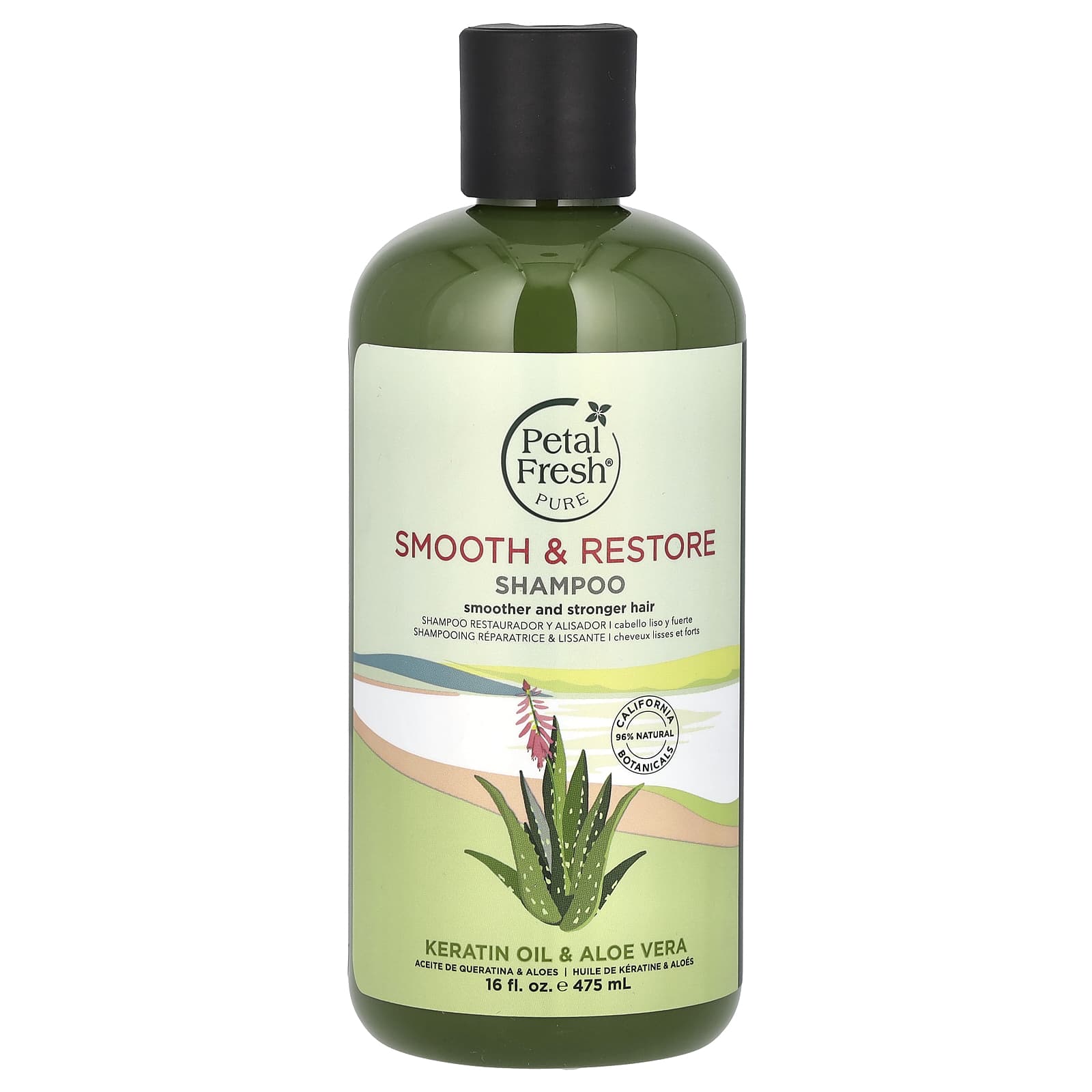 Petal Fresh, Pure, Smooth & Restore Shampoo, Keratin Oil & Aloe Vera, 16 fl oz (475 ml) - Image 1