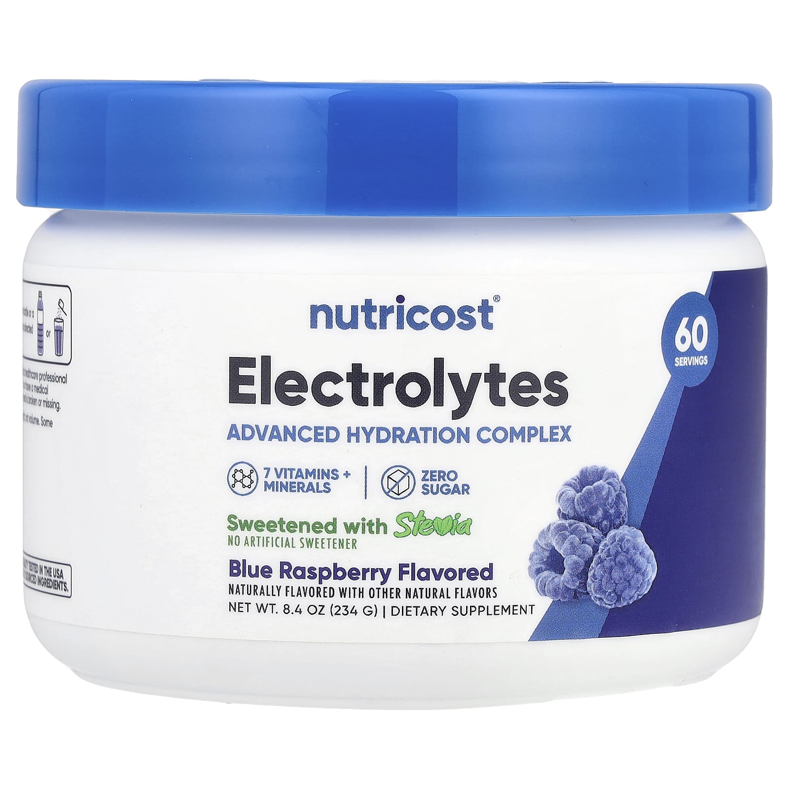 Nutricost, Electrolytes, Advanced Hydration Complex, Blue Raspberry, 8.4 oz (234 g) - Image 1