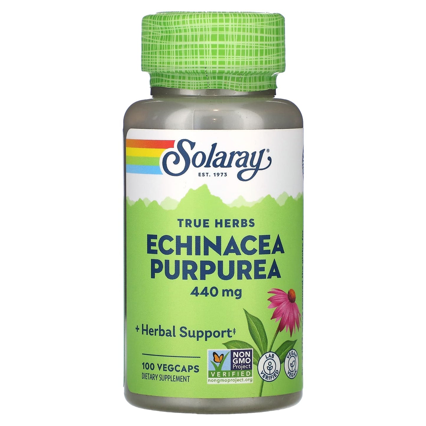 Solaray, True Herbs, Echinacea Purpurea, 440 mg, 100 VegCaps - Image 1