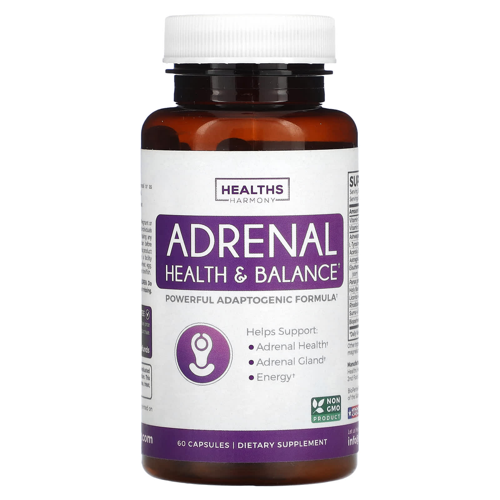 Adrenal Balance & Energy with Healths Harmony - 60 Capsules - Image 1