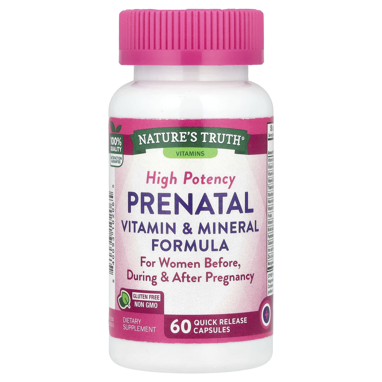 Nature's Truth, High Potency Prenatal Vitamin & Mineral Formula, 60 Quick Release Capsules - Image 1