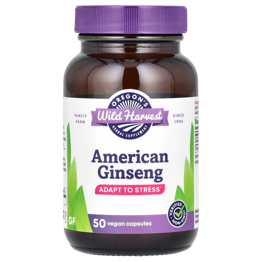 Oregon's Wild Harvest, American Ginseng, 50 Vegan Capsules (500 mg per Capsule) - Image 1