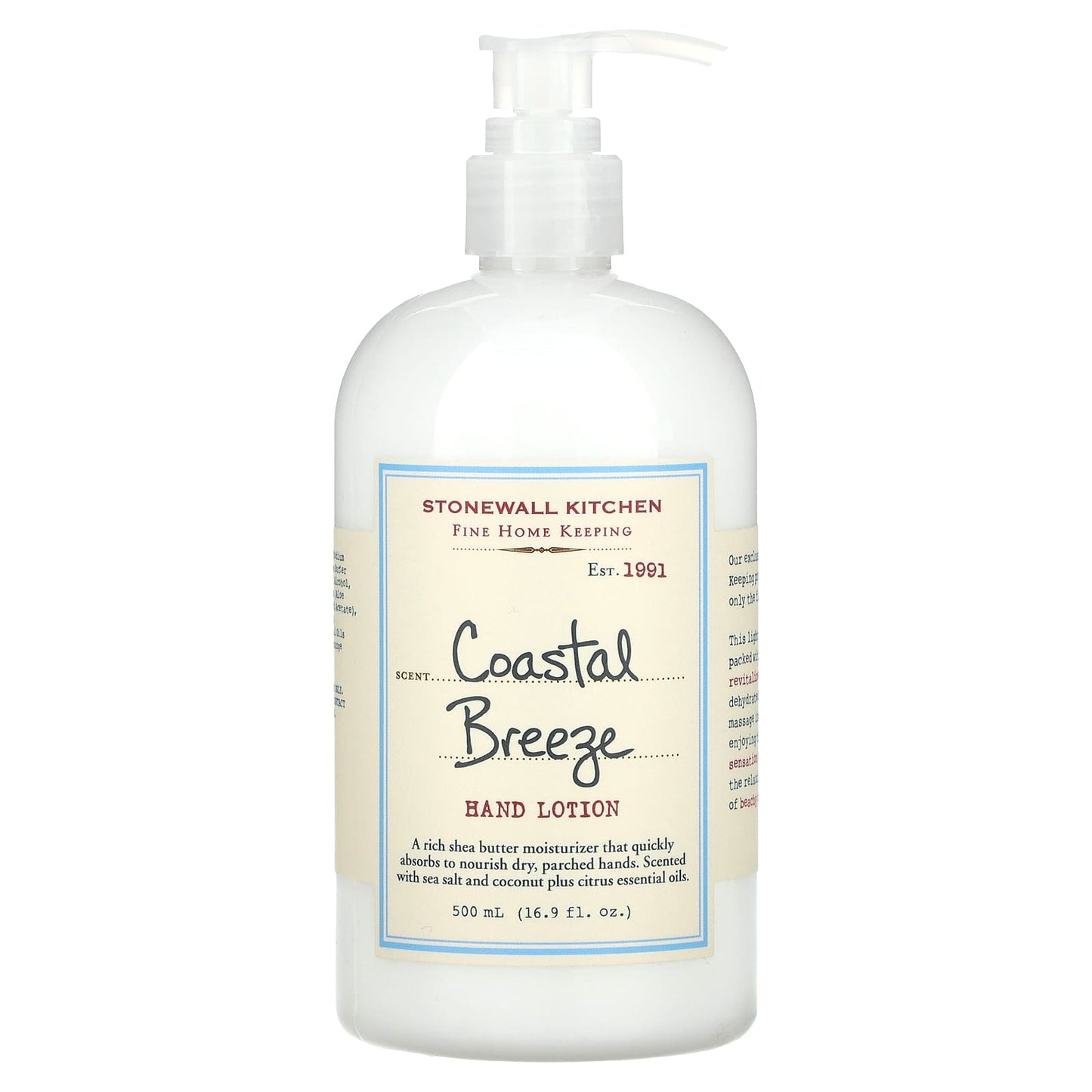 Stonewall Kitchen, Hand Lotion, Coastal Breeze, 16.9 fl oz (500 ml) - Image 1