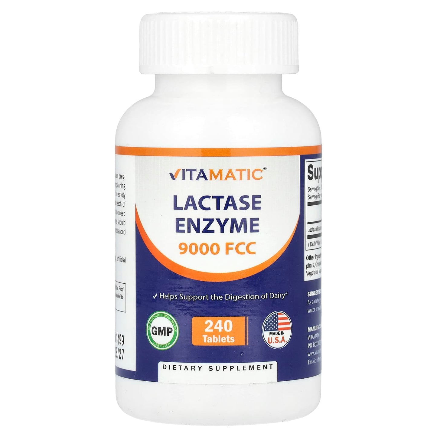 Vitamatic, Lactase Enzyme, 9,000 FCC, 240 Tablets - Image 1