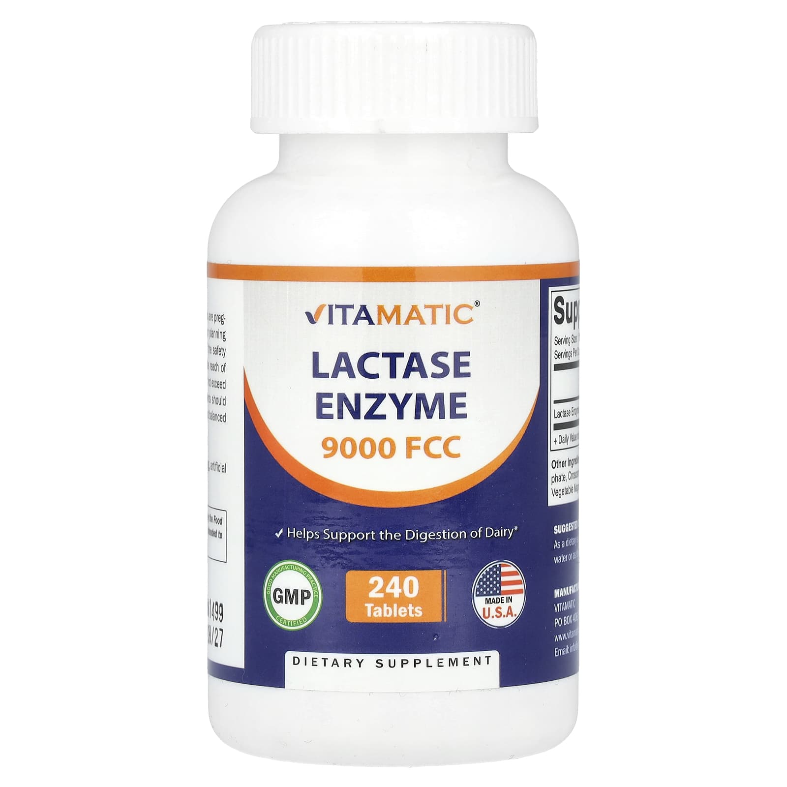 Vitamatic, Lactase Enzyme, 9,000 FCC, 240 Tablets - Image 1