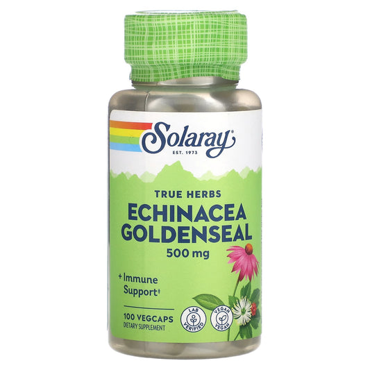 Solaray, True Herbs, Echinacea Goldenseal, 500 mg, 100 VegCaps - Image 1