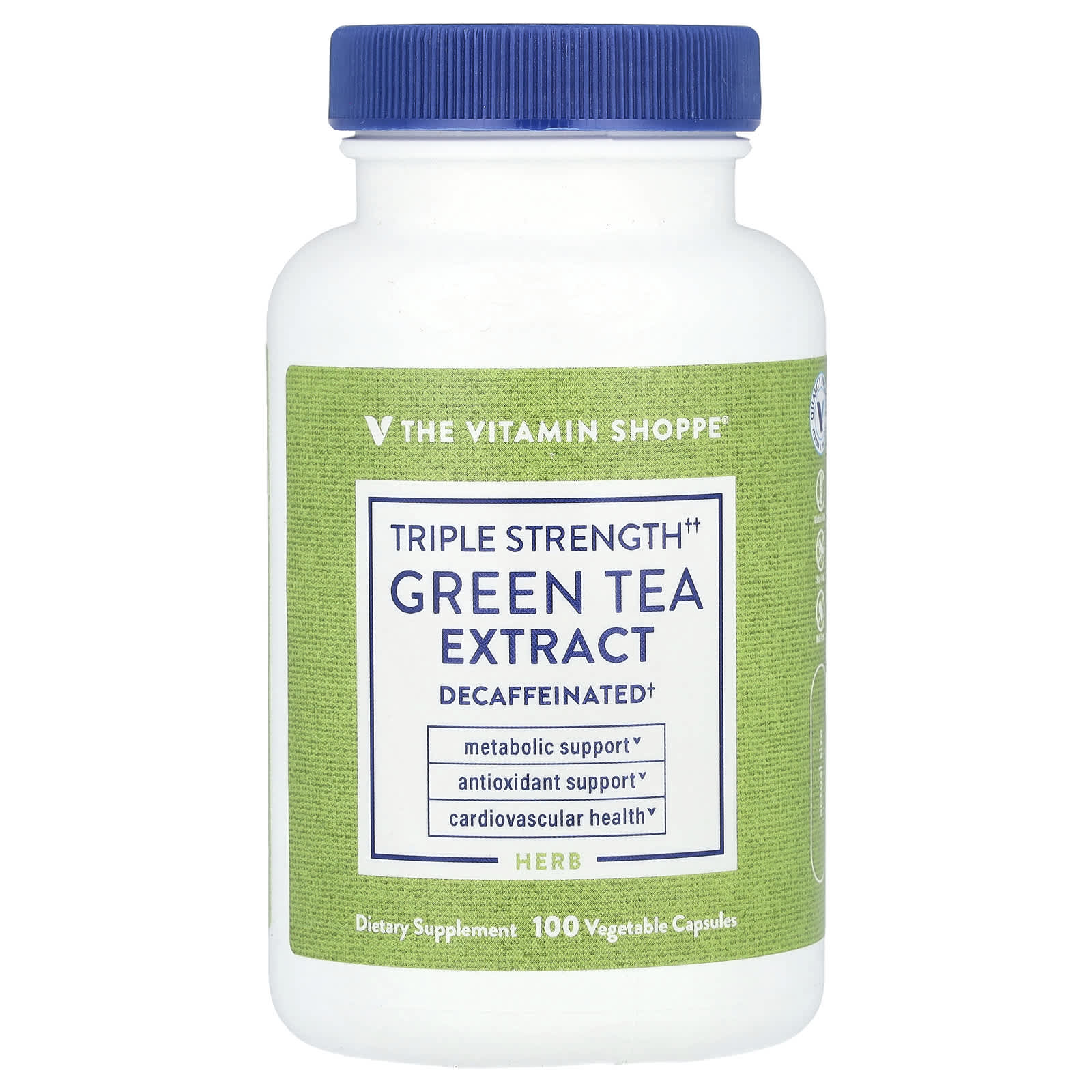 The Vitamin Shoppe, Green Tea Extract, Triple Strength, Decaffeinated, 100 Vegetable Capsules (750 mg per Capsule) - Image 1