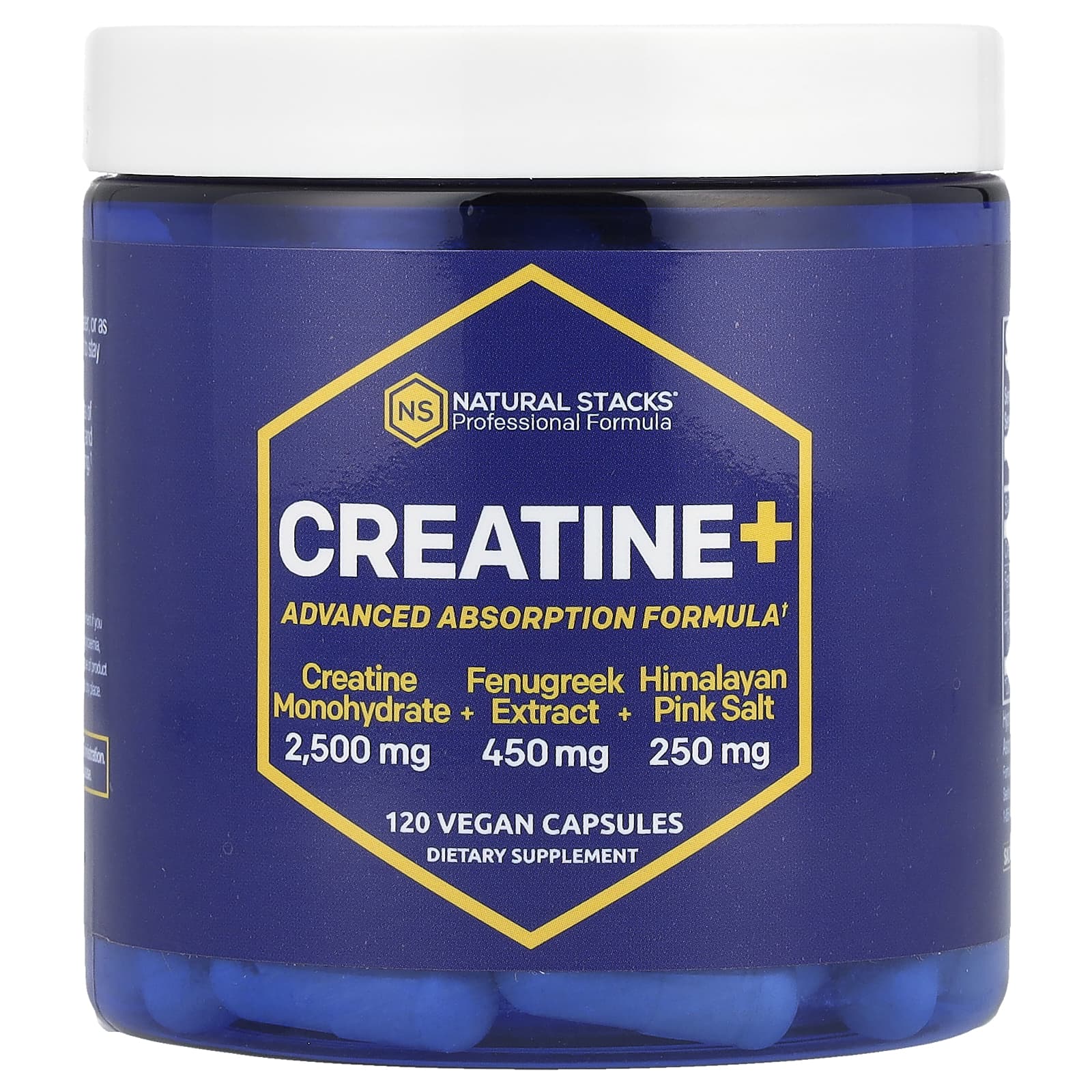 Natural Stacks, Creatine+, 120 Vegan Capsules - Image 1
