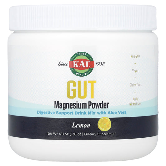 KAL, GUT Magnesium Powder, Lemon, 4.8 oz (138 g) - Image 1
