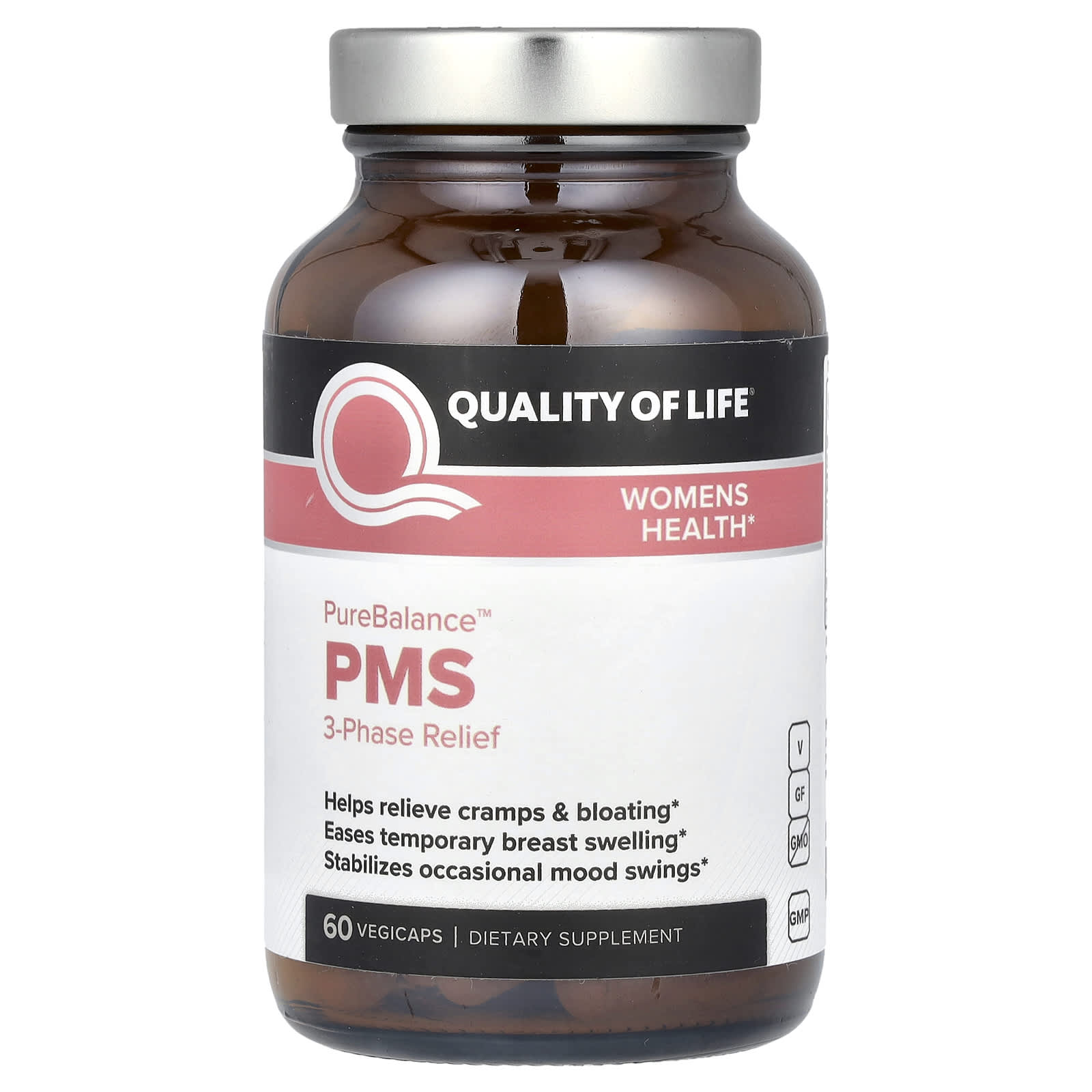Quality of Life, PureBalance PMS 3-Phase Relief, 60 Vegicaps - Image 1