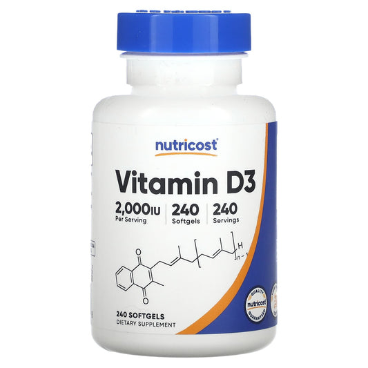 Nutricost, Vitamin D3, 2,000 IU, 240 Softgels - Image 1