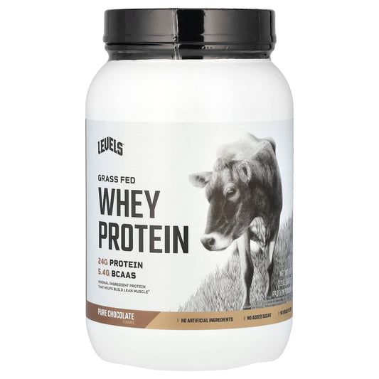 Levels, Grass Fed Whey Protein Powder, Pure Chocolate , 2 lb (907 g) - Image 1