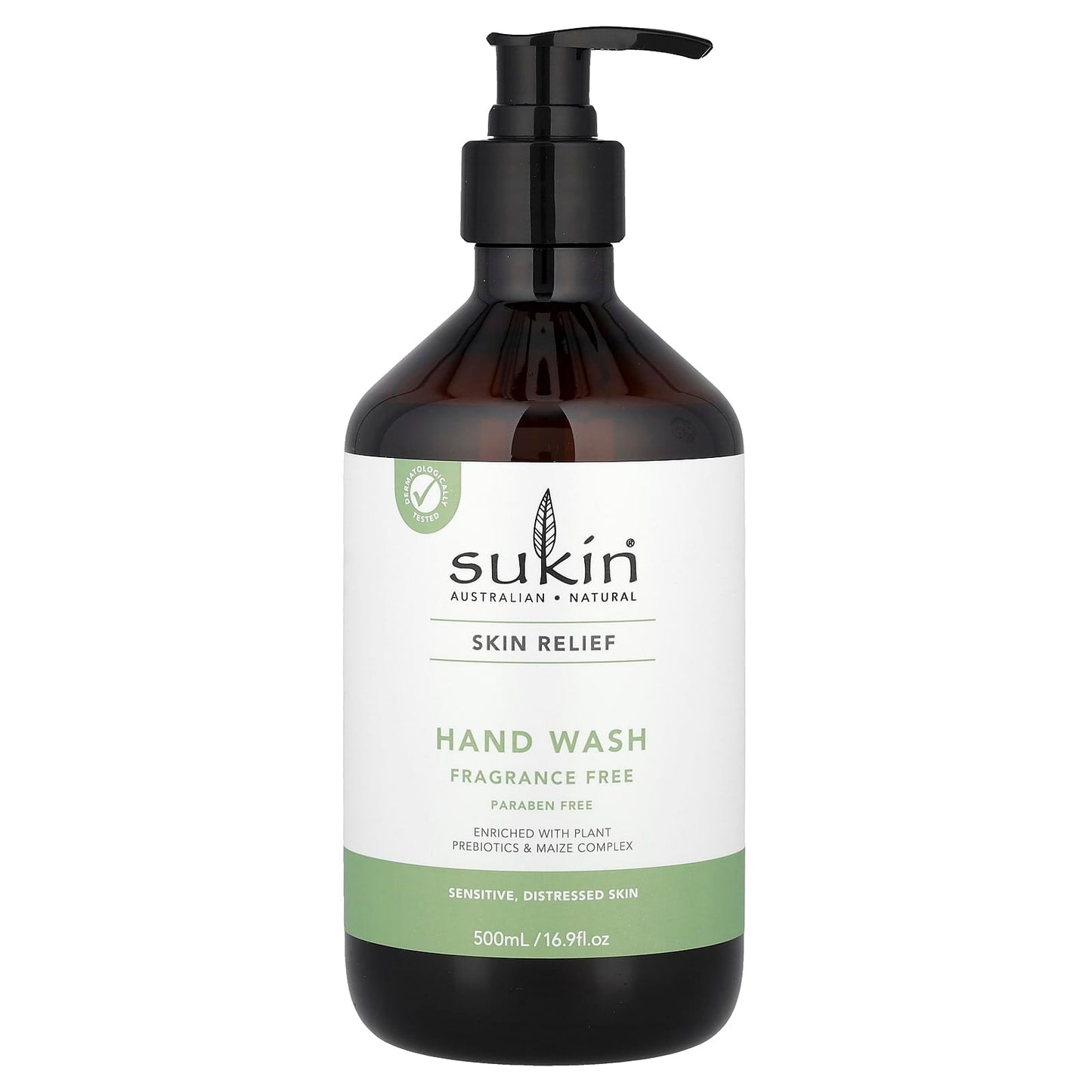 Sukin, Skin Relief, Hand Wash, Sensitive, Distressed Skin, Fragrance Free, 16.9 fl oz (500 ml) - Image 1