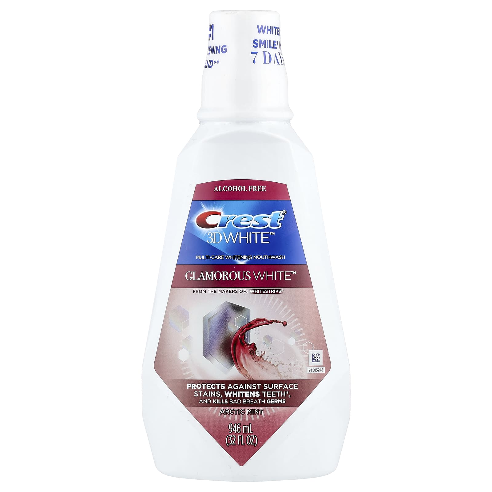 Crest 3D White Whitening Mouthwash | Whitens Teeth & Kills Bad Breath - Image 1