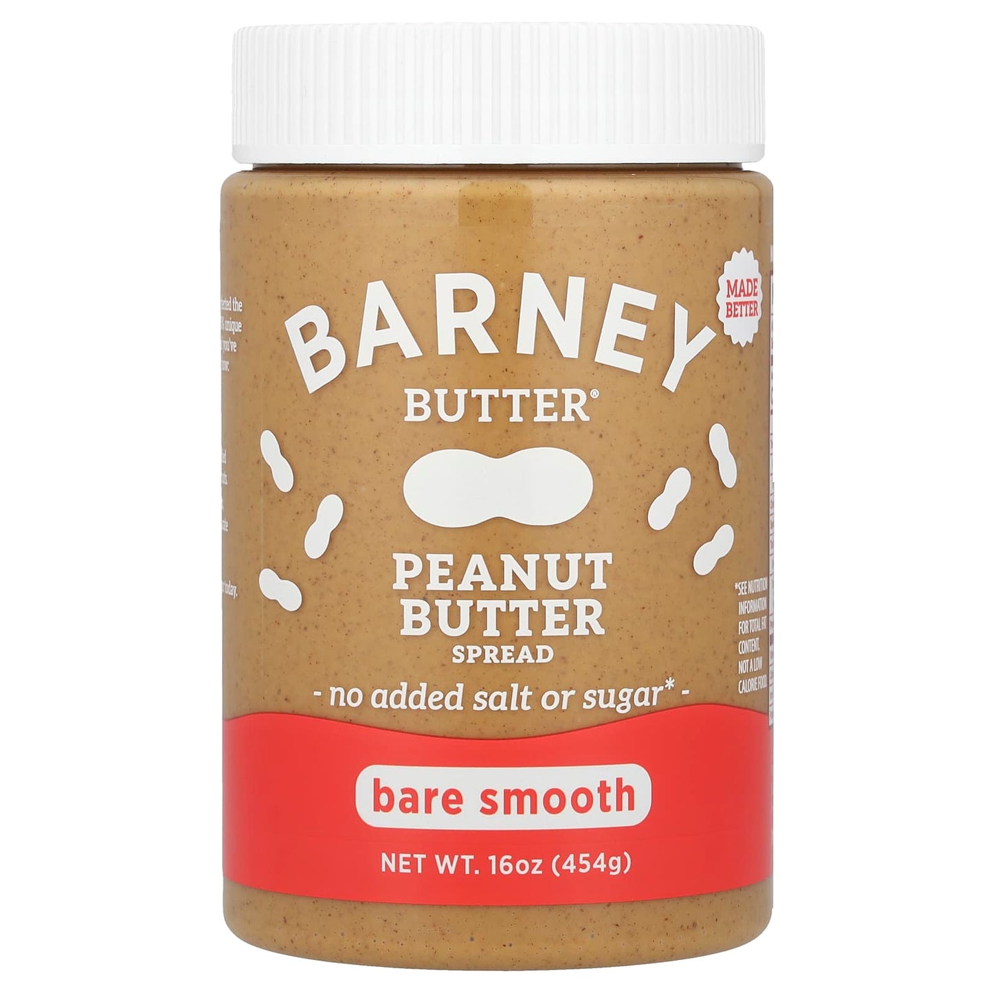 Barney Butter Bare Smooth Peanut Butter, 16 oz, Vegan & Keto Friendly - Image 1