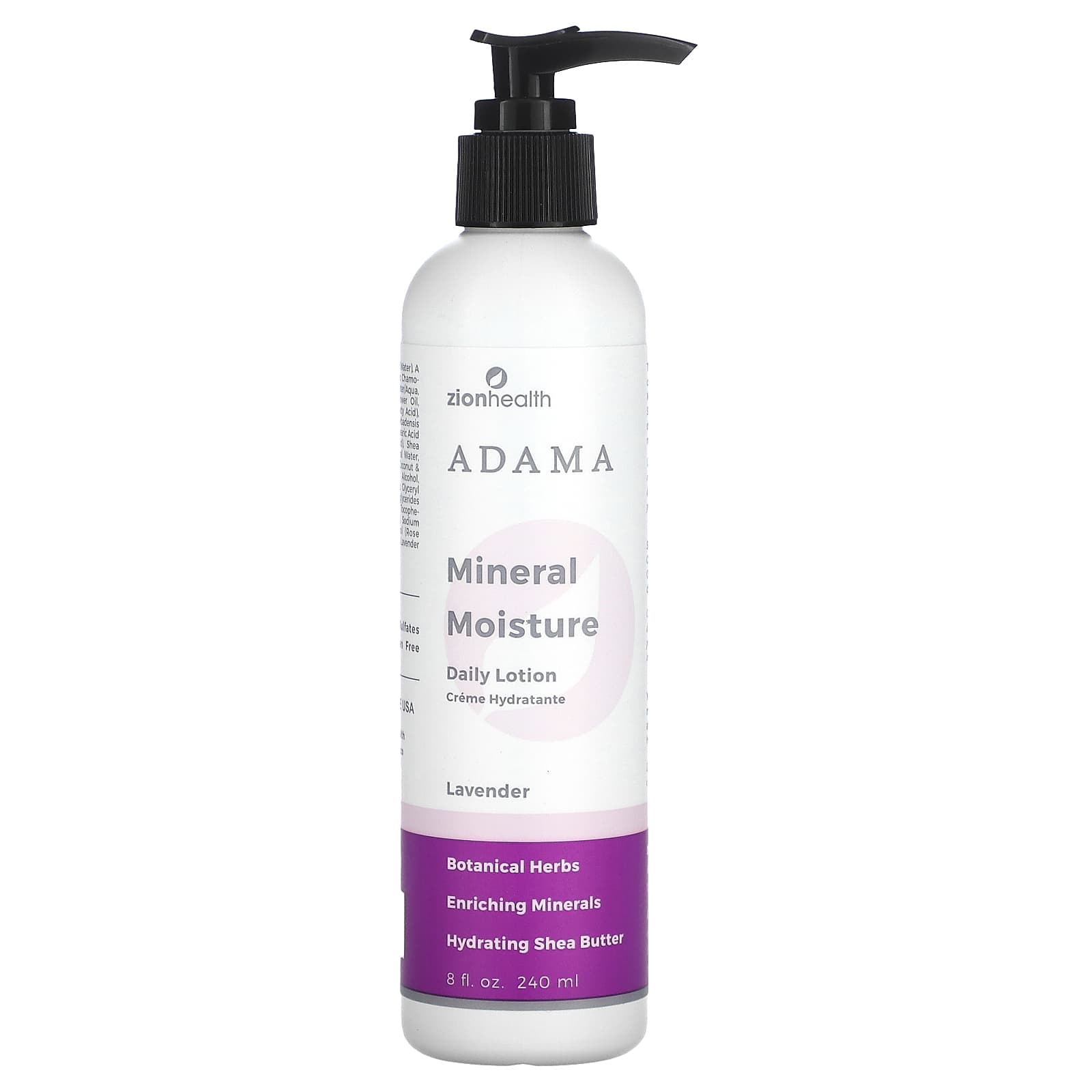 Zion Health, Adama, Mineral Moisture Daily Lotion, Lavender, 8 fl oz (240 ml) - Image 1